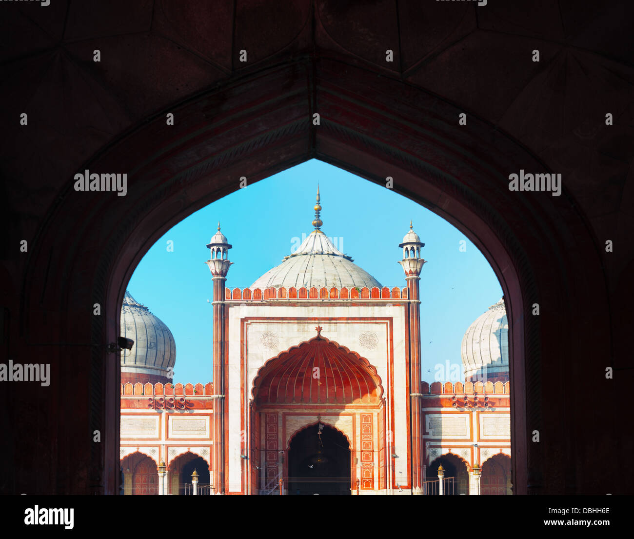 Indische Wahrzeichen - Jama Masjid-Moschee, die größte in Indien Stockfoto