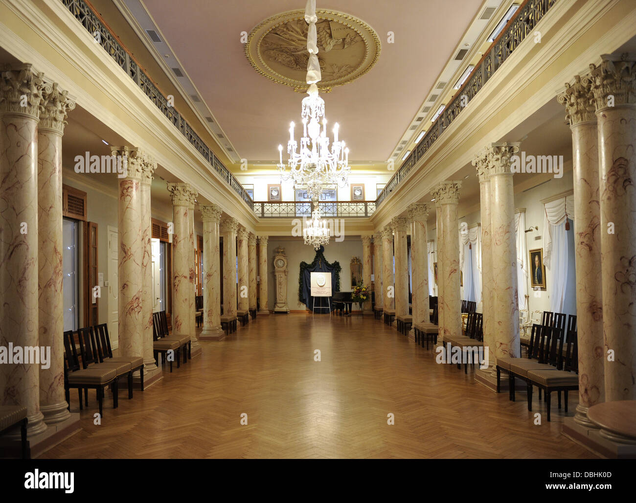 Lettland. Riga. Museum of History und Navigation. Säulensaal von Christoph Haberland (1750-1803). Stockfoto