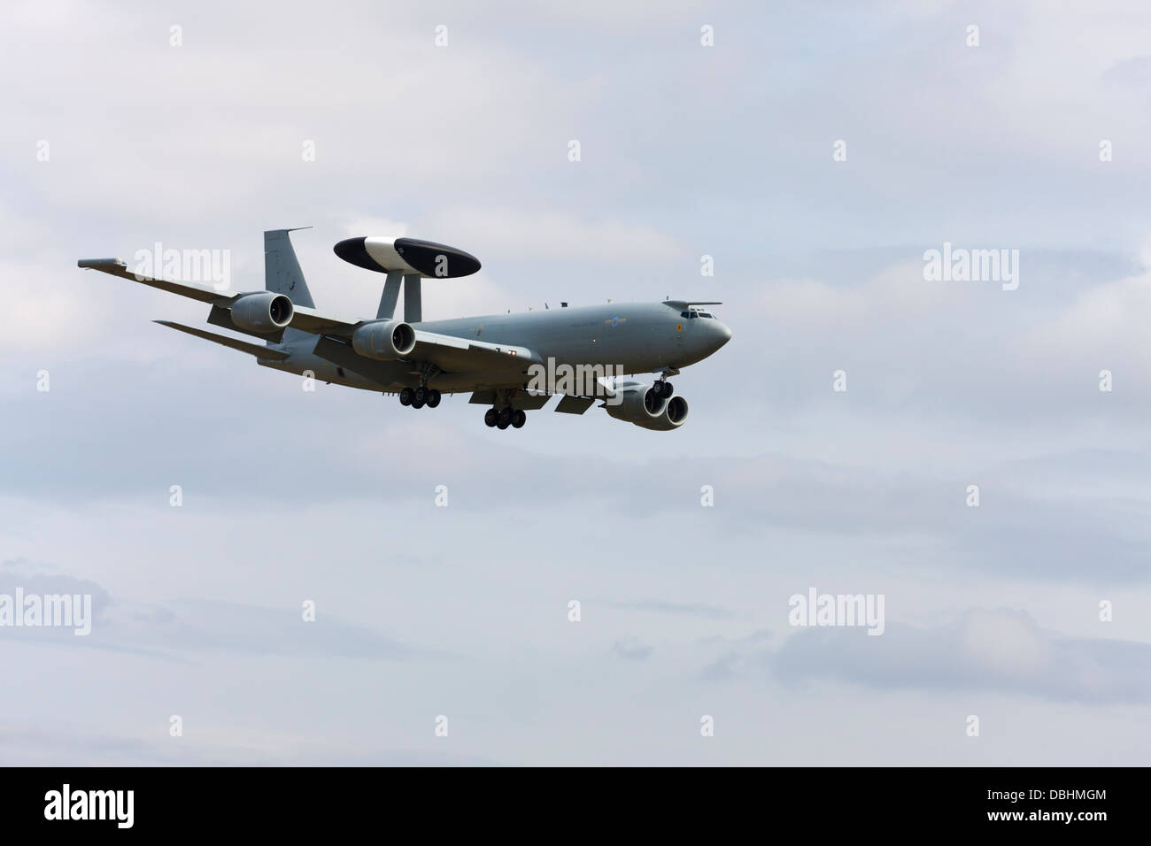 Boeing E3D Sentry AEW1 01 ZH101 im Endanflug auf RAF Lakenheath Flugplatz Norfolk landen Stockfoto