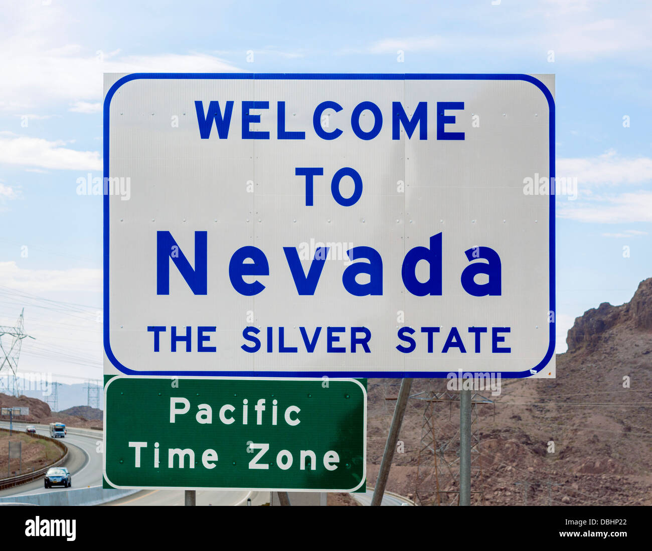 Herzlich Willkommen Sie in Nevada Schild, USA Stockfoto