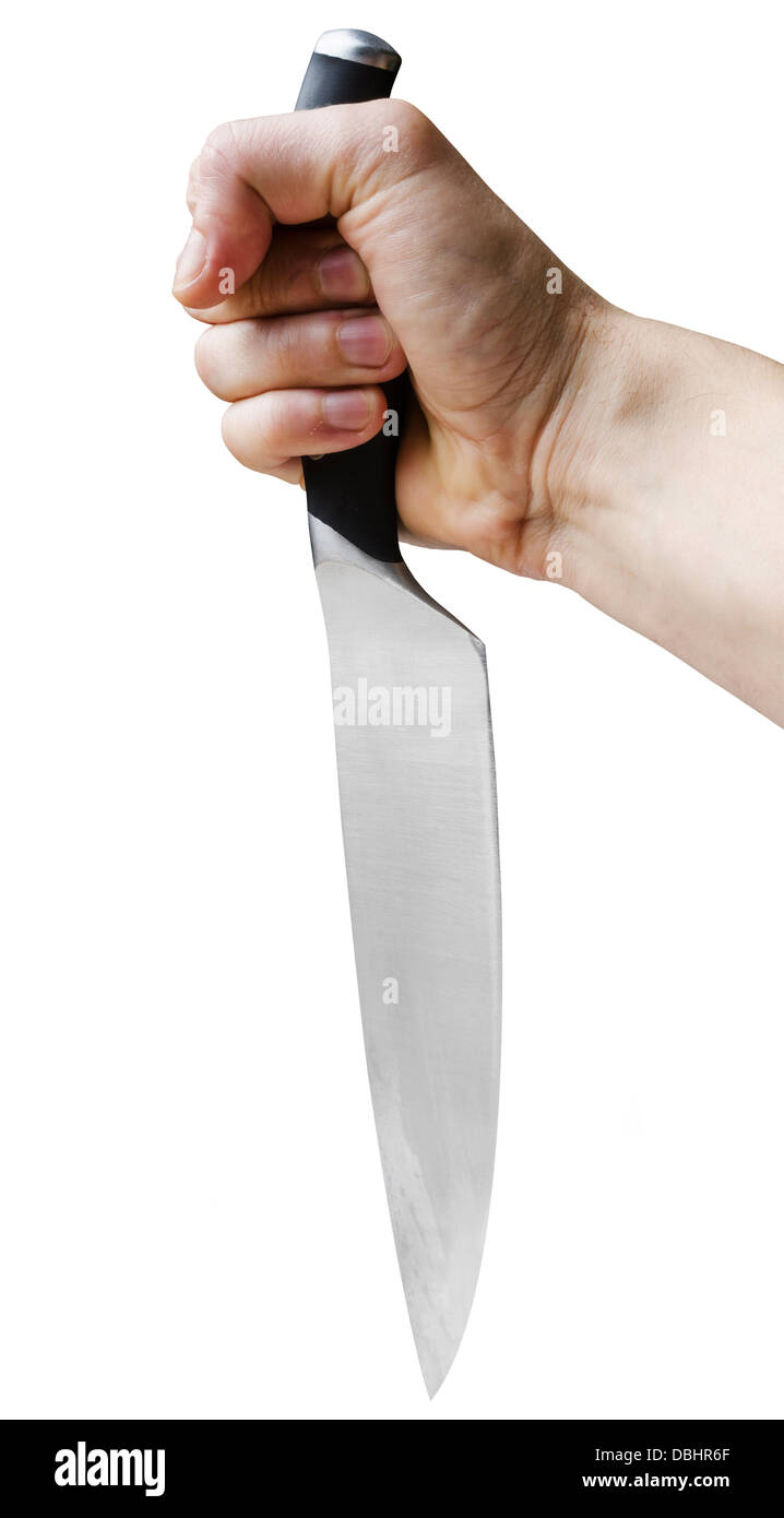 Hand mit scharfen Messer Stockfoto