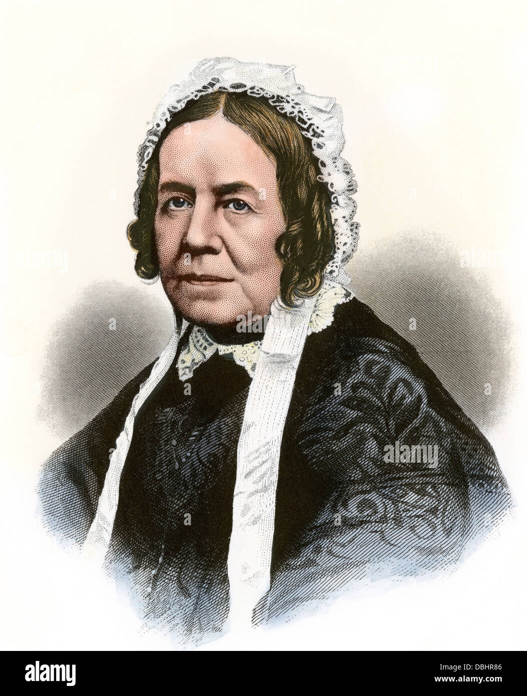 Sarah Josepha Hale, Herausgeber von Godey's Damen buchen. Handcolorierte Stahlstich Stockfoto Sarah Josepha Hale, Herausgeber von Godey's Damen buchen. Handcolorierte Stahlstich Stockfoto