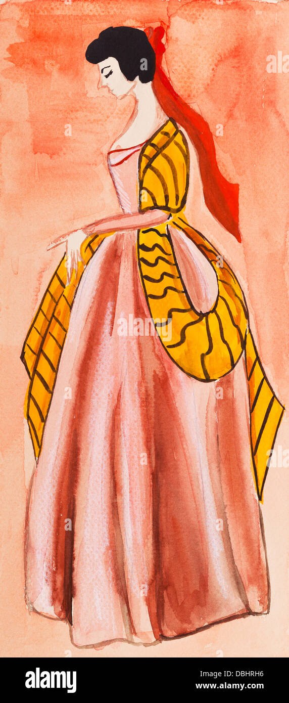 historische Kostüm - Kleid Spanierin im 17. Jahrhundert Stockfoto
