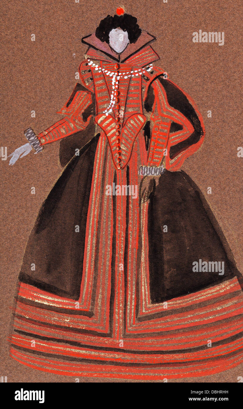 historische Kostüm - Kleid spanische Gericht Dame Ende des 16. Jahrhunderts Stockfoto