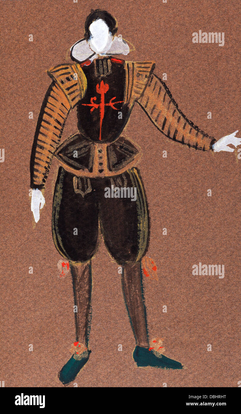 historische Kostüm - Kleid spanische Gericht Grande Ende des 16. Jahrhunderts Stockfoto