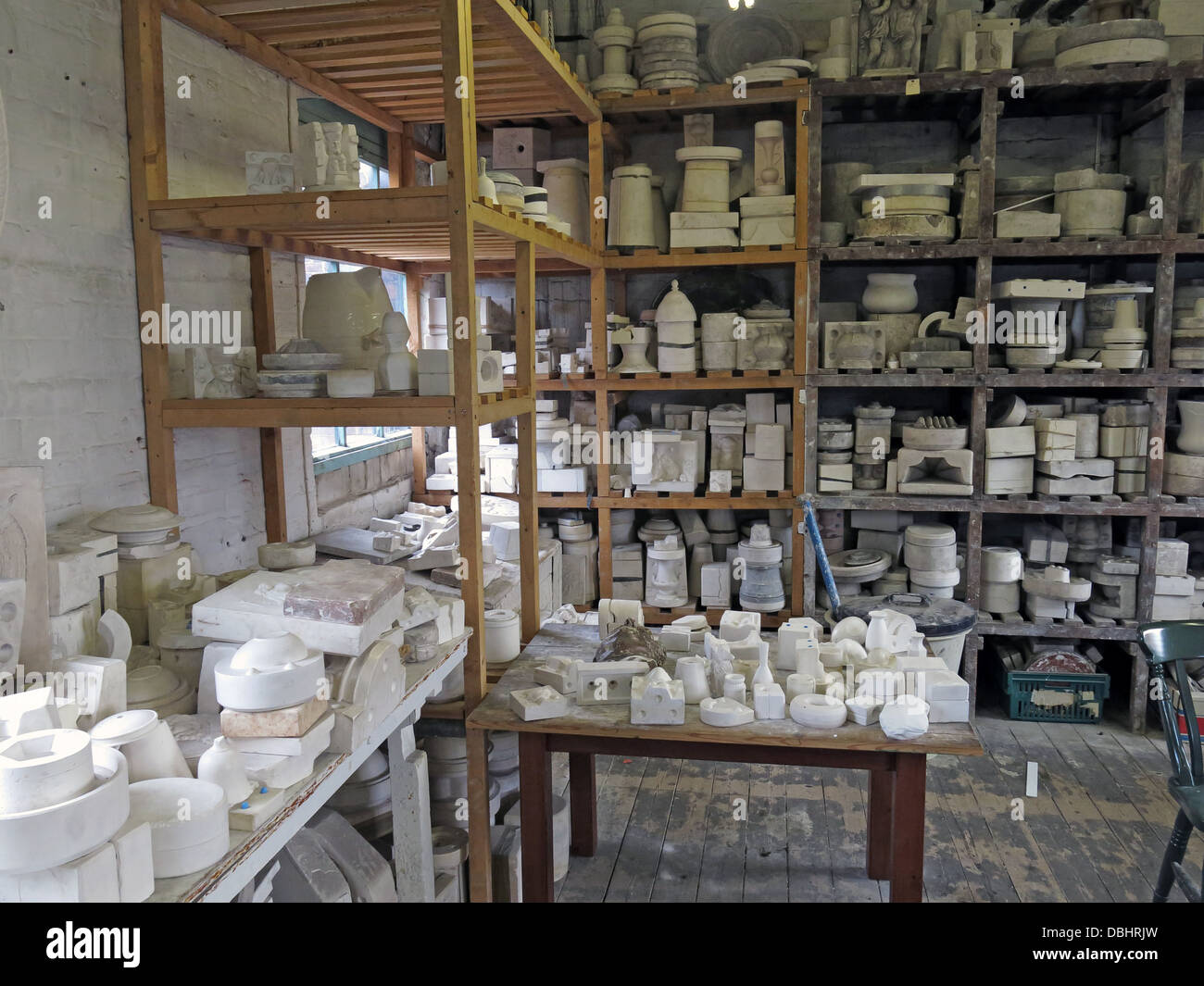 Keramik Mouldroom Longton Stoke-on-Trent Great Britain zeigt Töpfereien Erbe im Gladstone Pottery Museum Stockfoto