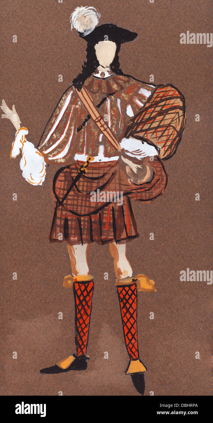historische Kostüm - schottischen Grande im 17. Jahrhundert Kostüm Stockfoto