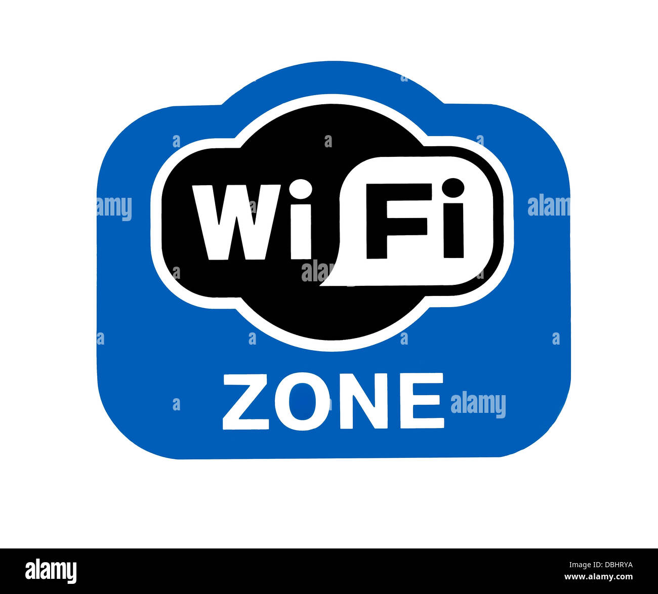 Zeichen Wi-Fi Zone isoliert auf weißem Hintergrund Stockfoto