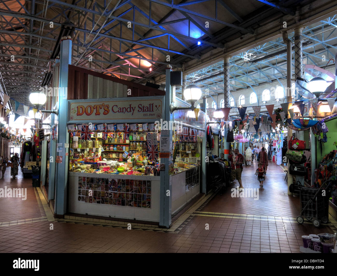 Punkte Candy Stall in Longton indoor Market Hall, Stoke-on-Trent, Staffordshire, England, UK Stockfoto