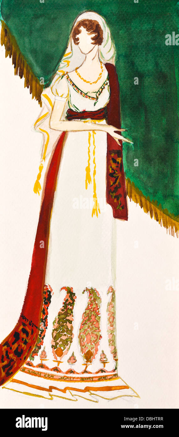 historische Kostüm - Kleid Französisch Gericht Dame des frühen 19. Jahrhunderts Stockfoto