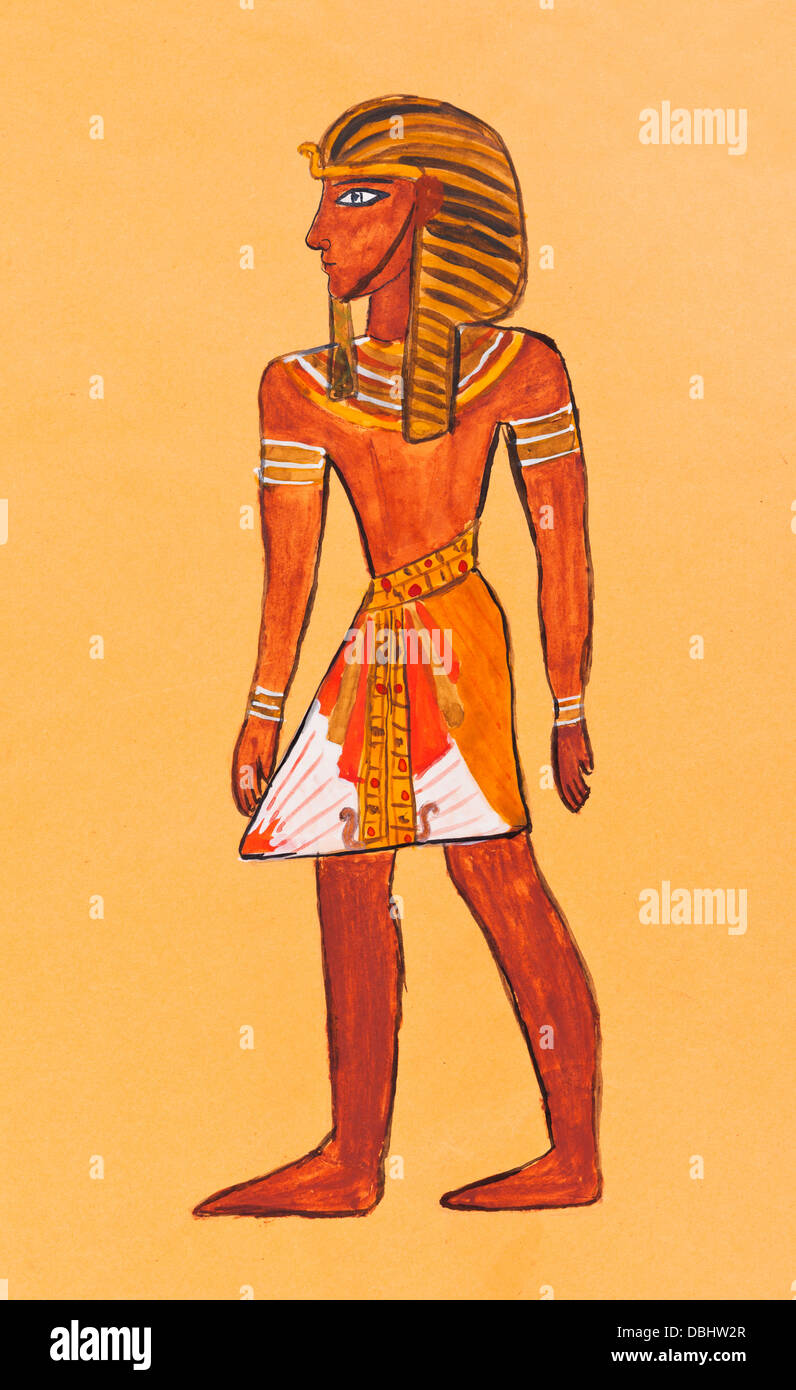 historische Kostüm - antiken ägyptischen Pharao in Alltagskleidung gestylt mit bemalten Sarkophag Sethos in Theben 1100 v. Chr. Stockfoto