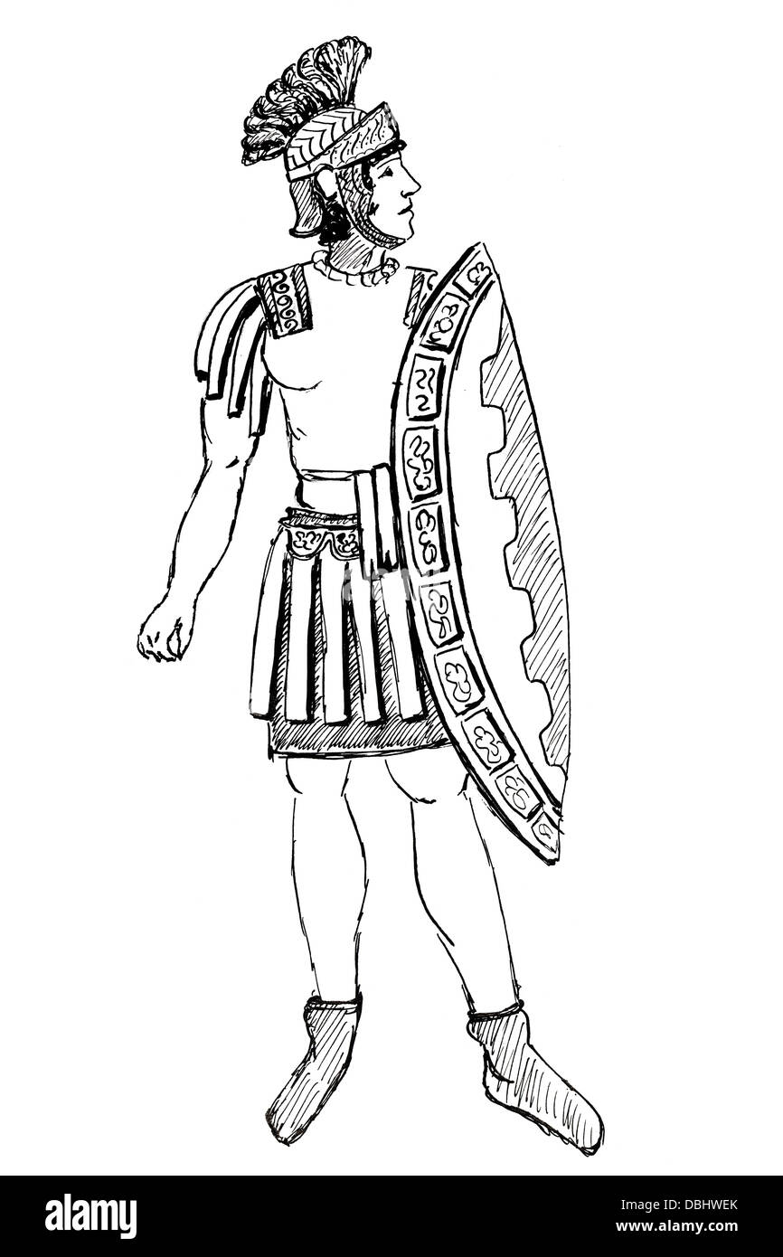 historische Kostüm - stilisierte antike Rom Gallische Krieger Basrelief 12:00 Stockfoto