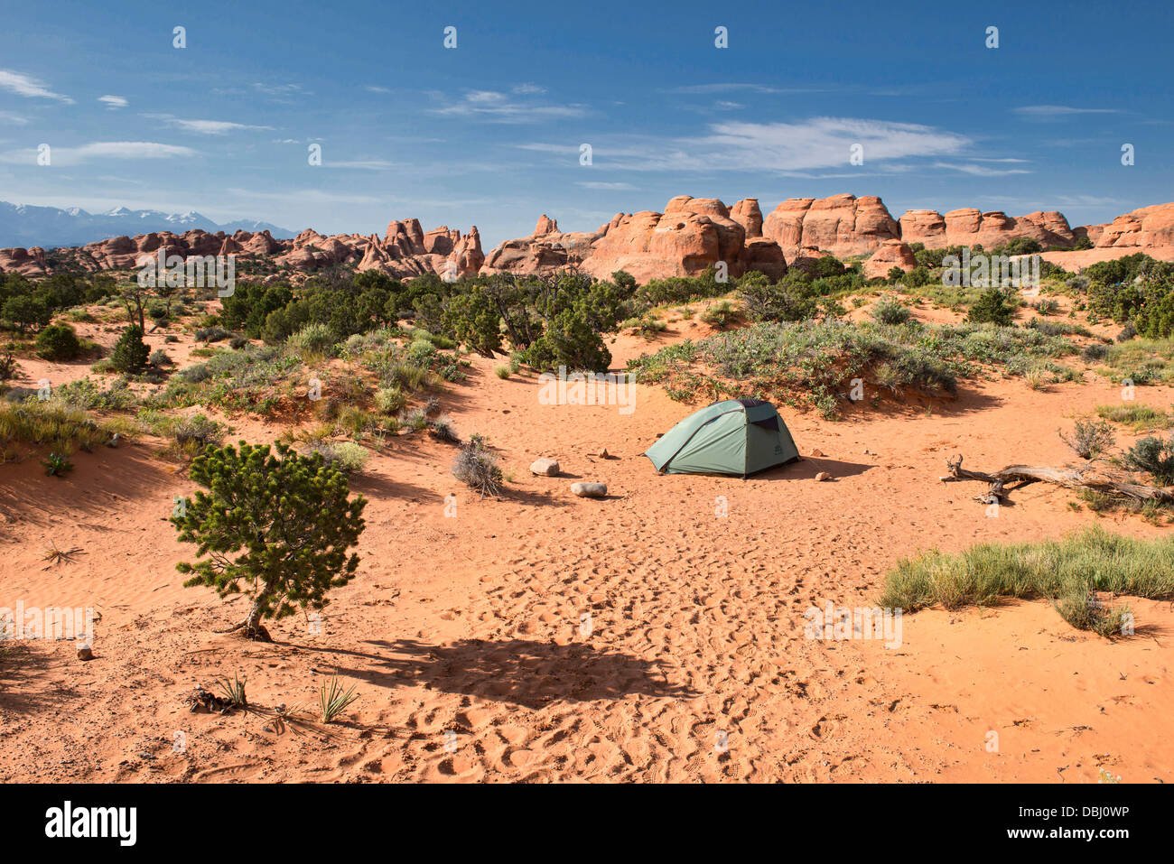 Camping im Garten der Götter, Arches-Nationalpark, Utah Stockfoto
