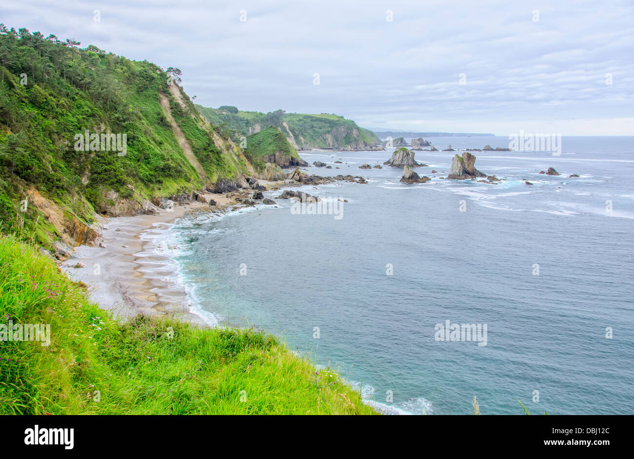 Menschenleeren Strand von Silencio in Asturien, Spanien Stockfoto