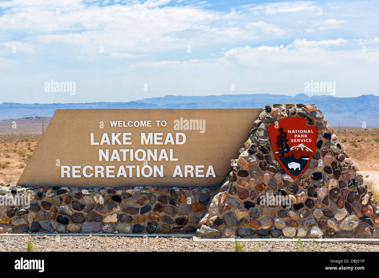 Hierhin zum Lake Mead National Recreation Area, Lake Mead, Nevada, USA Stockfoto