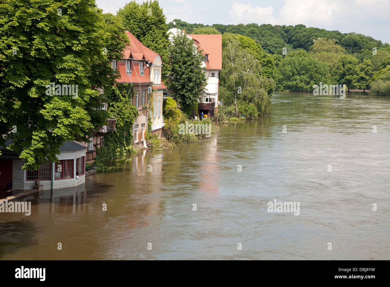 Hochwasser des Flusses Saale in Halle, Talstrasse, Deutschland 05. Juni 2013 Stockfoto
