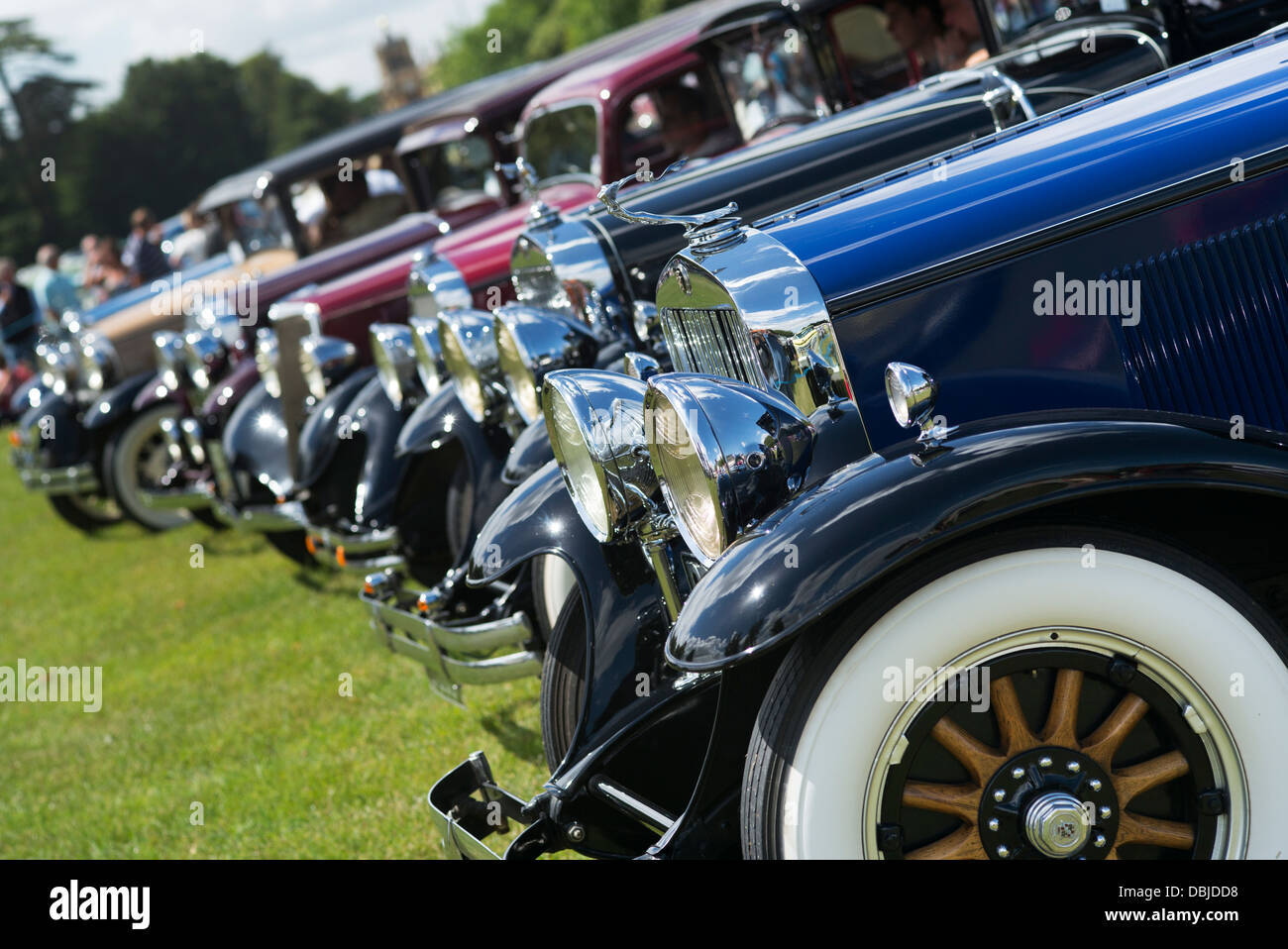 Amerikanische Oldtimer auf ein amerikanisches Auto zeigen. Blenheim Palace, Oxfordshire, England Stockfoto