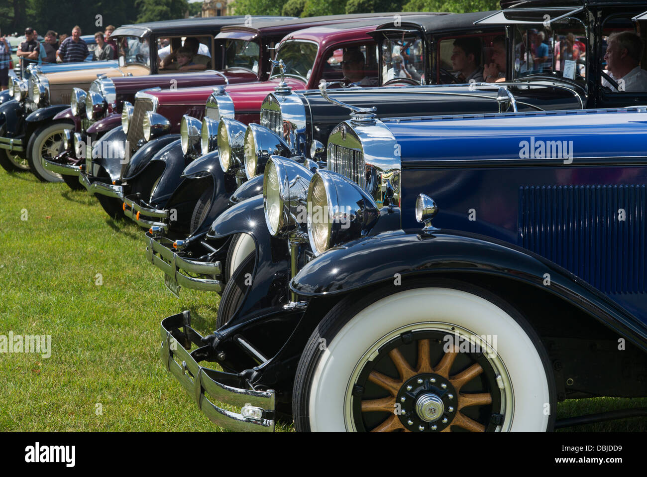Amerikanische Oldtimer auf ein amerikanisches Auto zeigen. Blenheim Palace, Oxfordshire, England Stockfoto