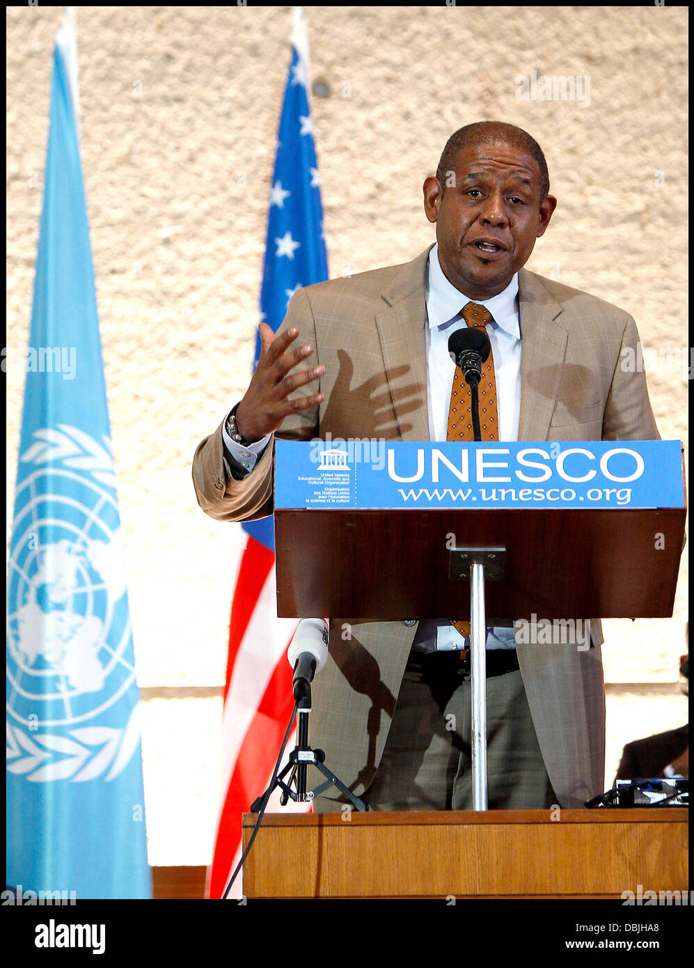 Forest Whitaker Nominierung als Goodwill-Botschafter für den Frieden und der Versöhnung für die Vereinten Nationen pädagogische, wissenschaftliche und kulturelle Körper am Sitz der Unesco. Paris, Frankreich - 21.06.11 Stockfoto