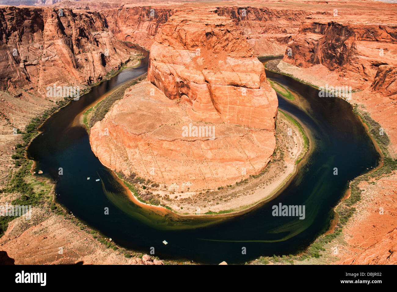 Der Horseshoe Bend, berühmte Mäander des Colorado River, in der Nähe von Page, Arizona Stockfoto