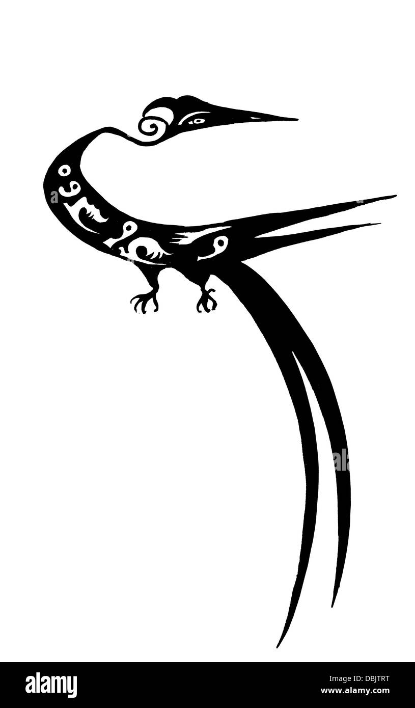 stilisierte Bild von Fee Vogel mit long-tail Stockfoto