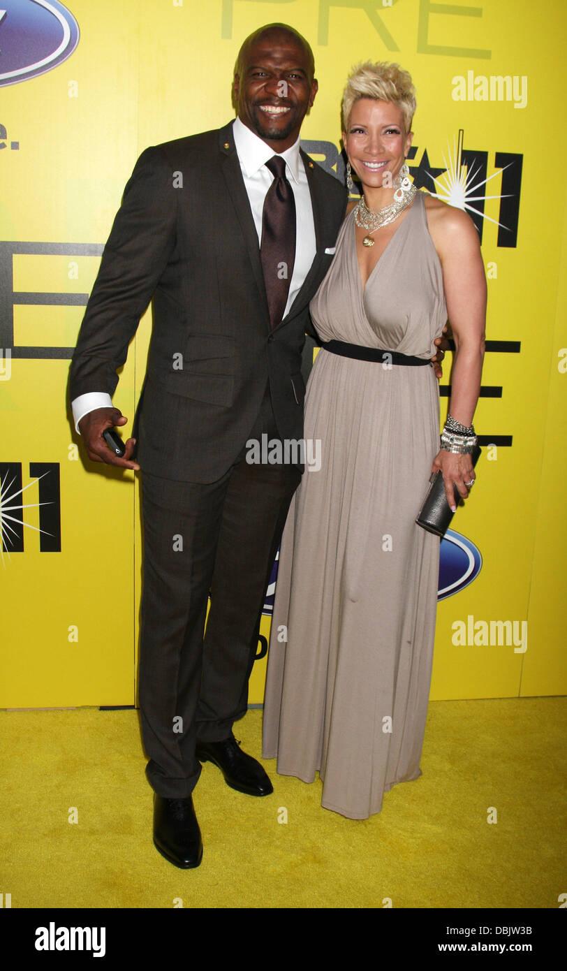 Terry Crews und Rebecca Crews Wette Netze Vorsitzender Debra L. Lee Gastgeber 5. jährlichen Pre BET awards Feier Abendessen im Buch Bindery Beverly Hills, Kalifornien - 25.06.11 Stockfoto