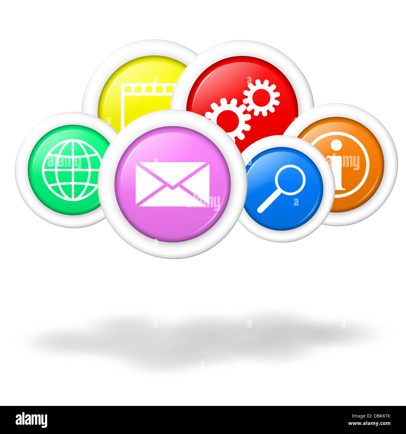 Cloud-computing-Konzept Abbildung gebildet durch Symbole für Dienste und Anwendungen Stockfoto