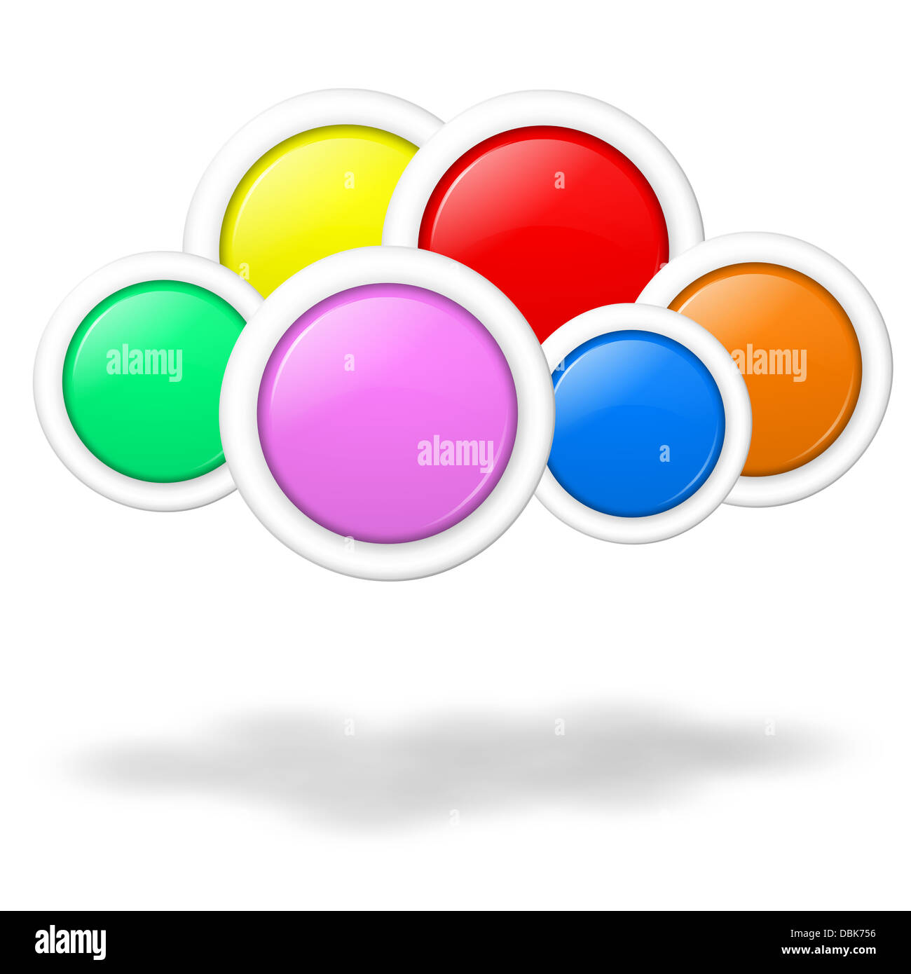 Cloud-computing-Konzept Abbildung gebildet durch leere bunte Knöpfe Stockfoto