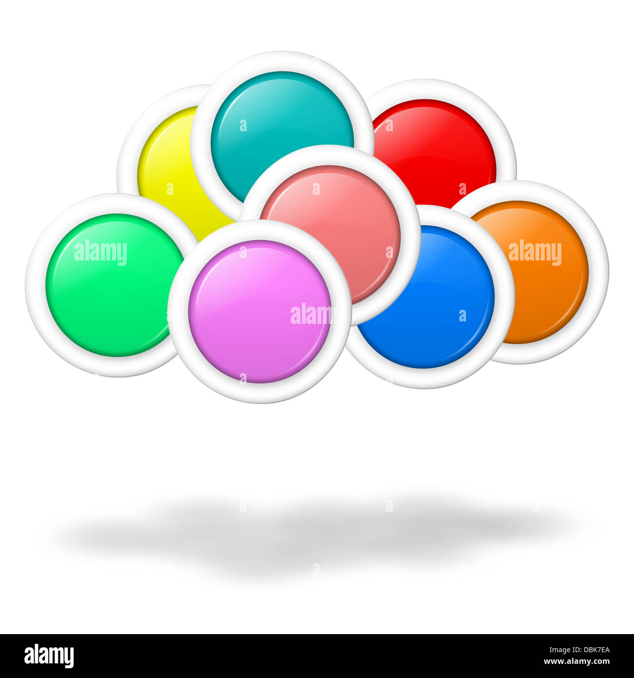 Cloud-computing-Konzept Abbildung gebildet durch leere bunte Knöpfe Stockfoto