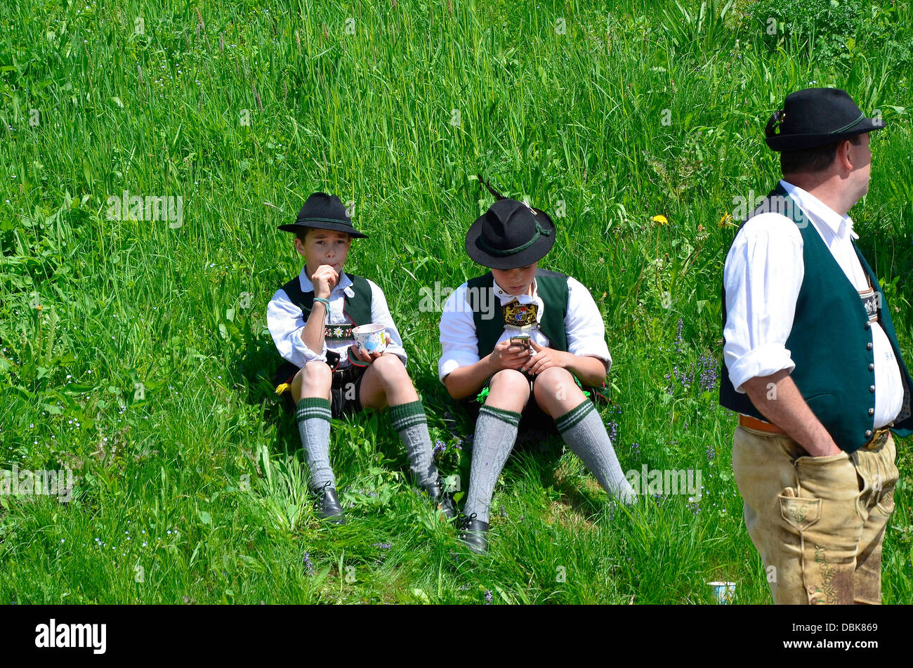 Gebirgsschützen bayerischen schützen Frauen Tracht Parade Gmund bin Tegernsee "Patronatstag" Tag der Schirmherrschaft "2013 Stockfoto