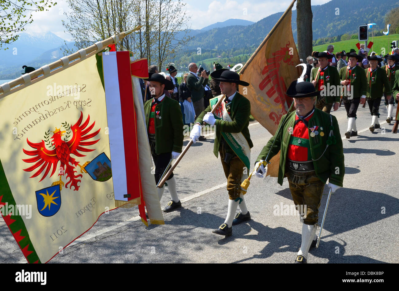 Gebirgsschützen bayerischen schützen Frauen Tracht Parade Gmund bin Tegernsee "Patronatstag" Tag der Schirmherrschaft "2013 Stockfoto