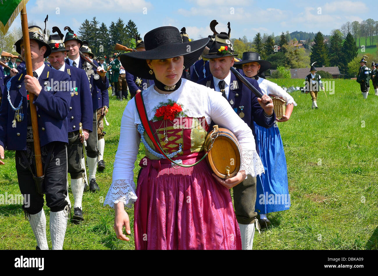 Gebirgsschützen bayerischen schützen Frauen Tracht Parade Gmund bin Tegernsee "Patronatstag" Tag der Schirmherrschaft "2013 Stockfoto
