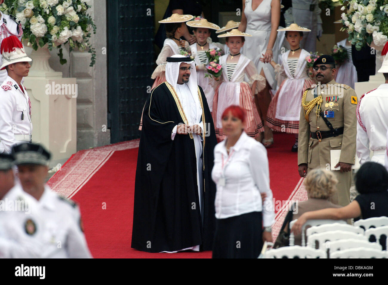 H.R.H Salman bin Hamad bin Isa Al-Khalifa, Kronprinz von Bahrain religiöse Zeremonie für die königliche Hochzeit von Prinz Albert II von Monaco, Charlene Wittstock im Ehrenhof im fürstlichen Palast Monte Carlo, Monaco - 02.07.11 Stockfoto