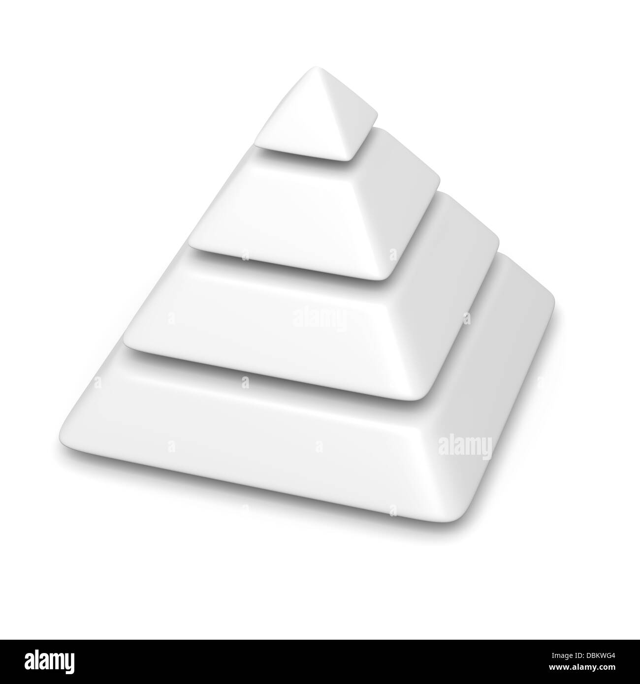 weiße leere Pyramide 4 Ebenen Stapeln Diagramm mit Schatten 3d illustration Stockfoto