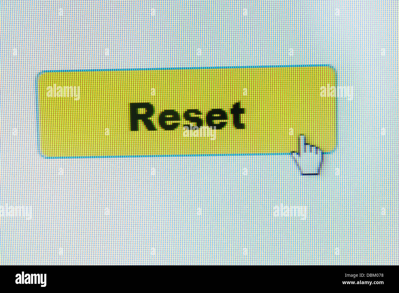 Reset-Taste und Maus Cursor auf Bildschirm Stockfoto