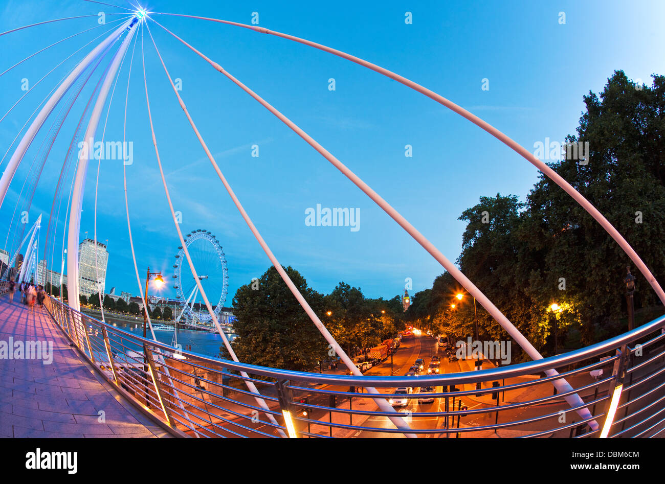 Hungerford Bridge Nacht London UK Stockfoto