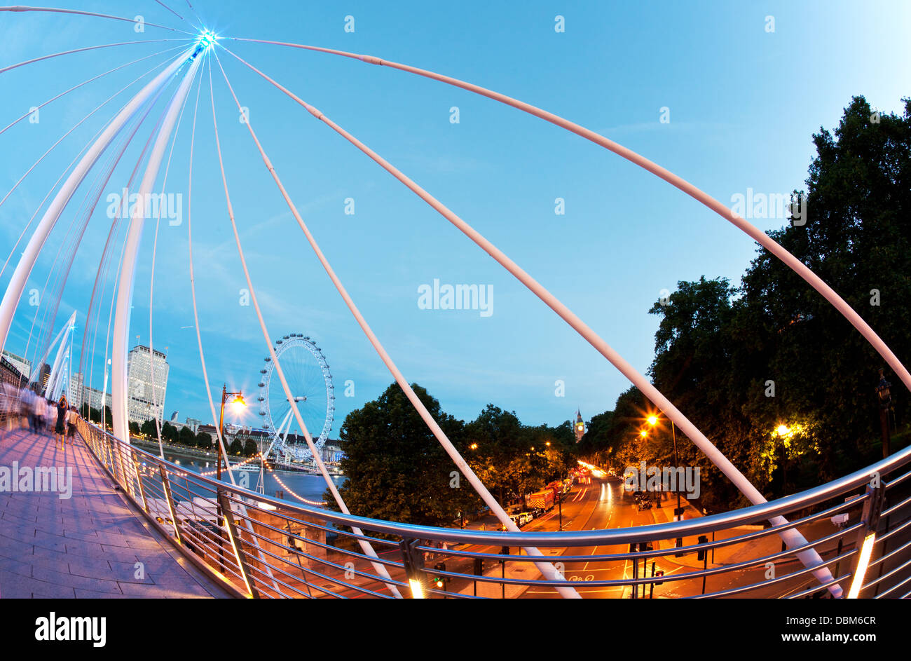 Hungerford Bridge Nacht London UK Stockfoto