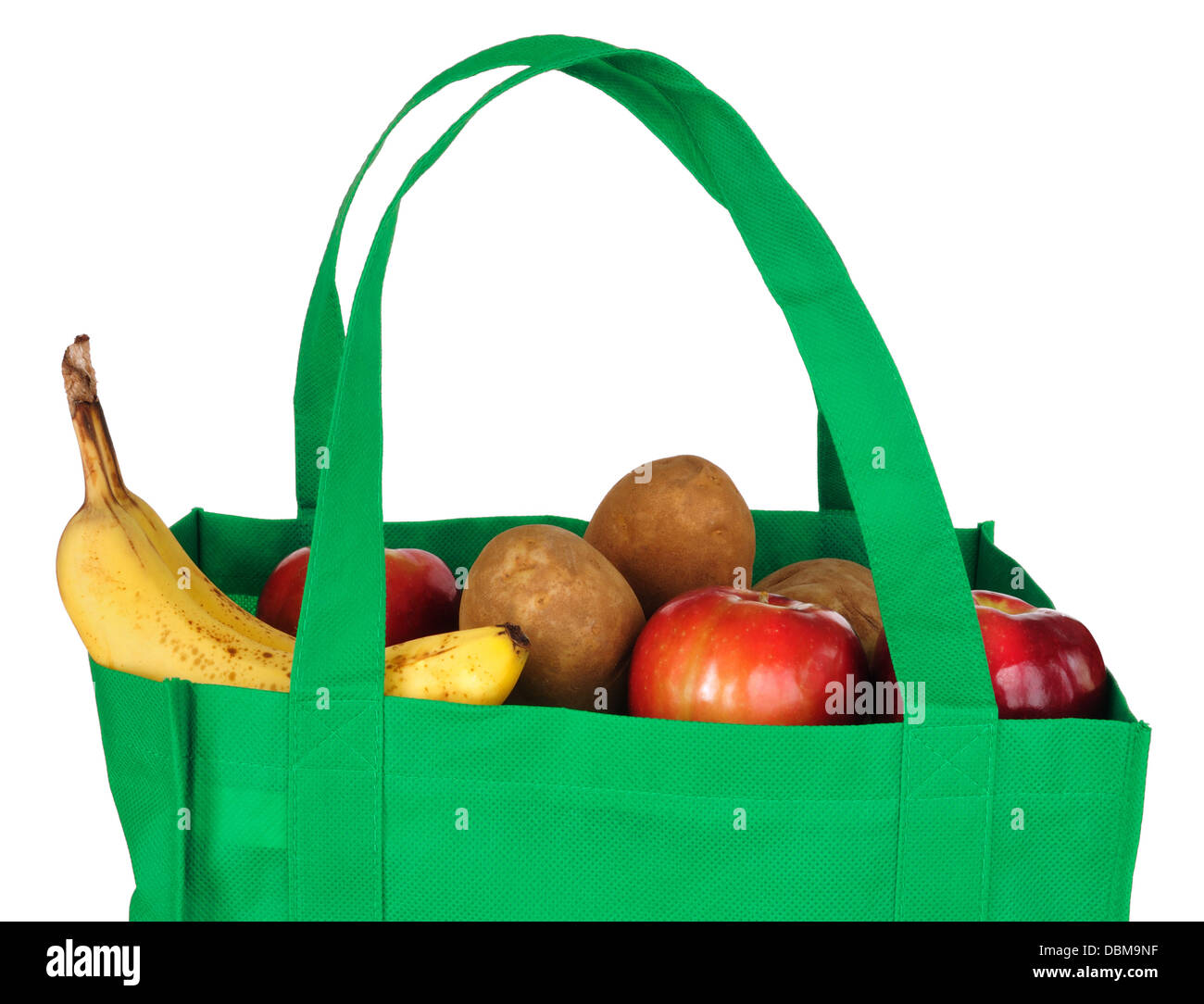 Einkaufstasche mit Obst und Gemüse Stockfoto