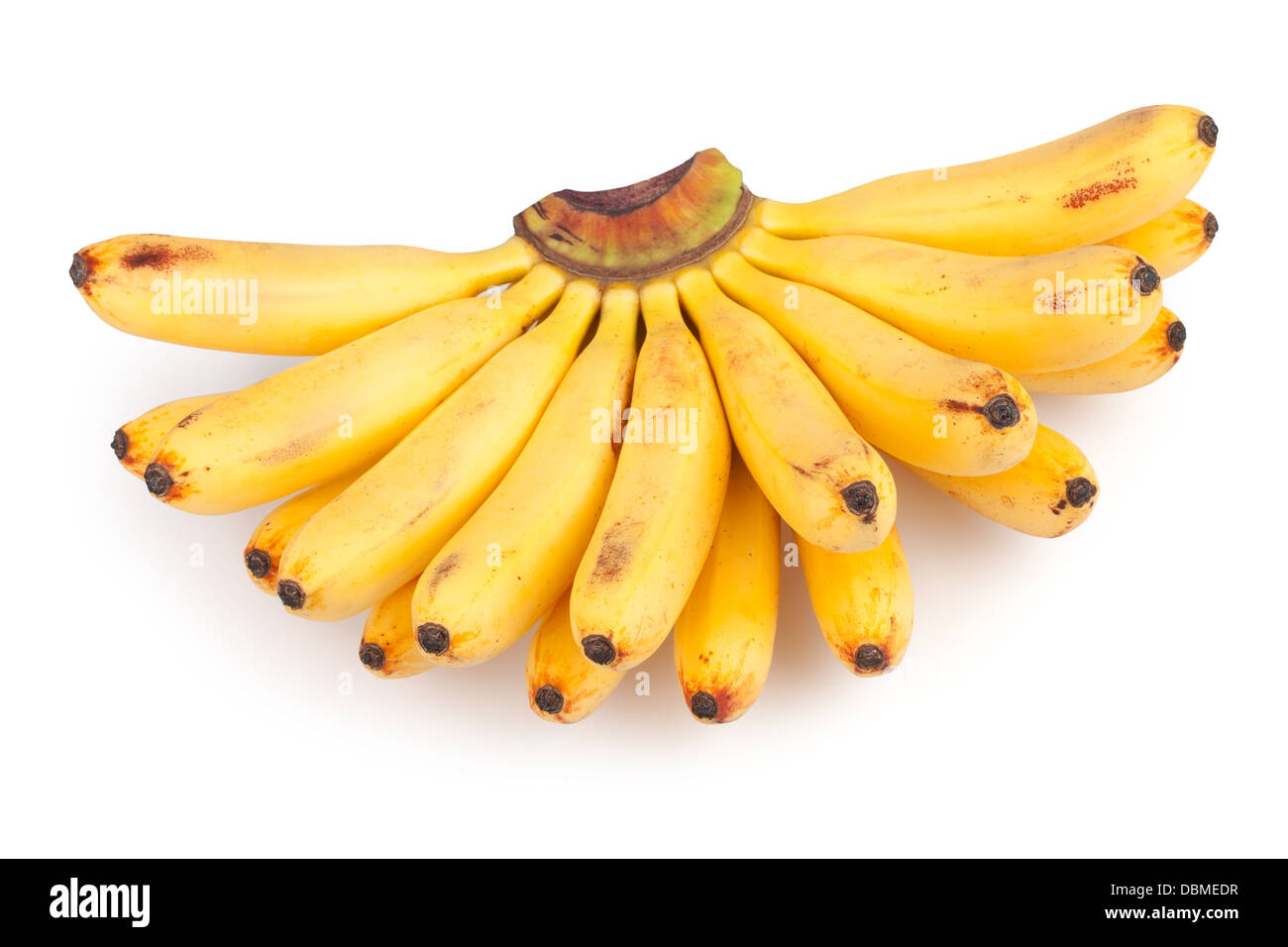 Banane-Haufen auf weißem Hintergrund Stockfoto