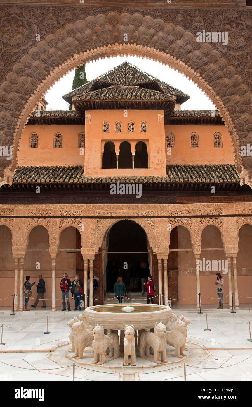 Die Löwen Hof, die Alhambra, Granada, Andalusien, Spanien, Europa Stockfoto