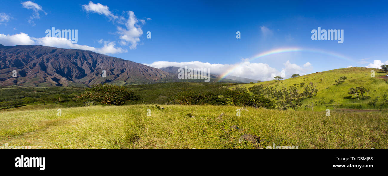 Panorama Ansicht des Regenbogens von der Rückseite Straße nach Hana auf der Insel Maui in Hawaii. Stockfoto