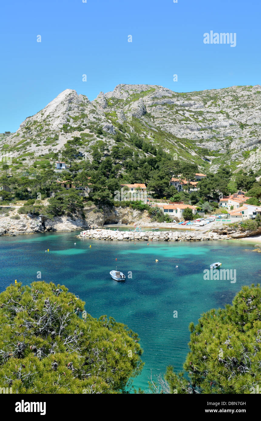 Sormiou Calanque oder Fjord in den Calanques Nationalpark in der Nähe von Marseille Provence Frankreich Stockfoto