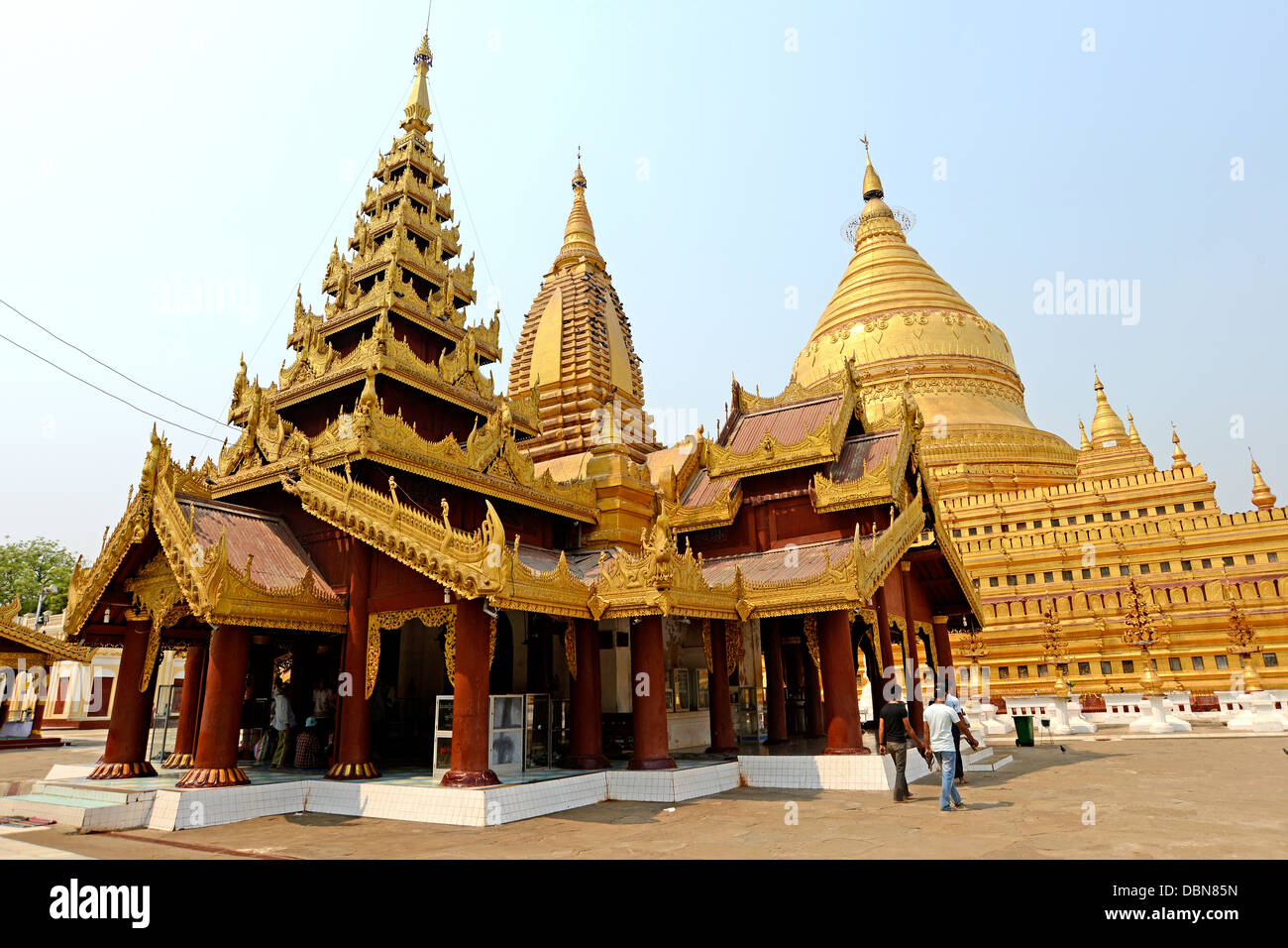 Shwe Zigon Paya, goldener Tempel, Nyaung U, Myanmar Stockfoto