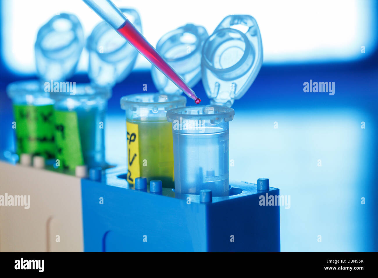 Kunststoff-Rohre und pipette Stockfoto