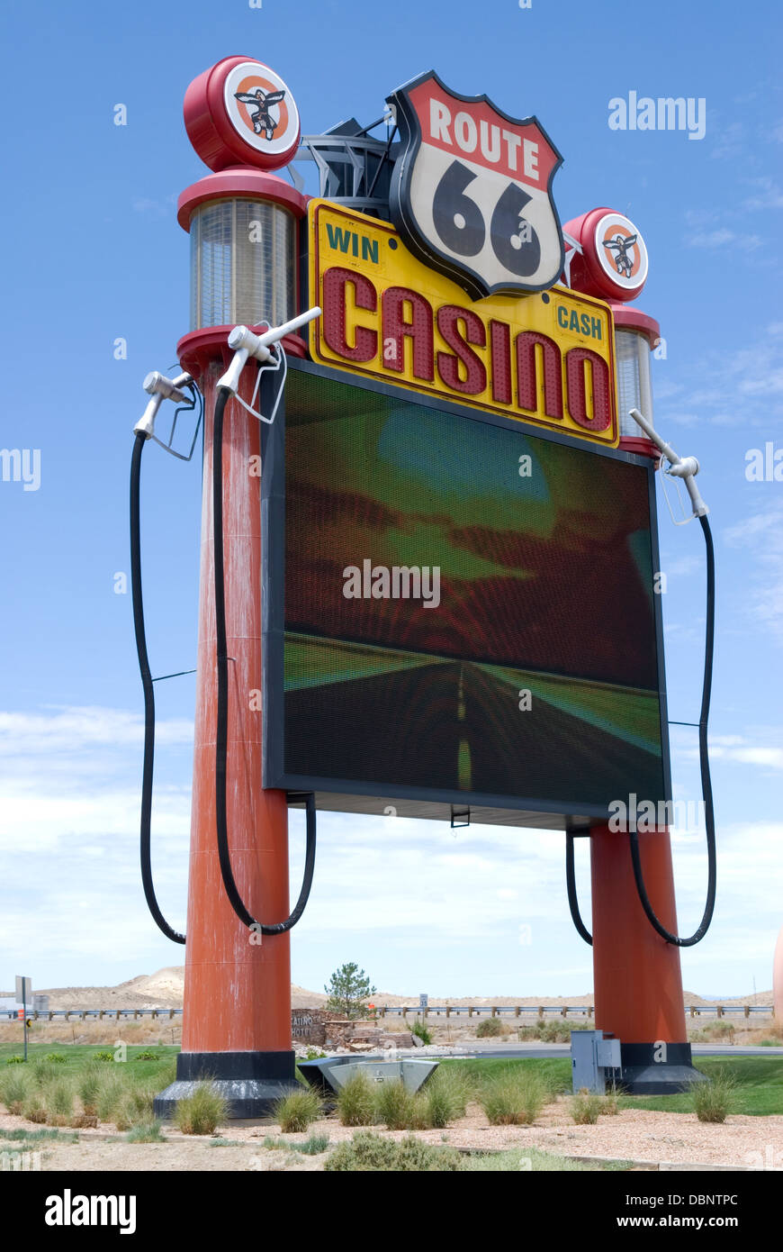 Route 66 Casino Hotel Schild Albuquerque New Mexico USA. Stockfoto