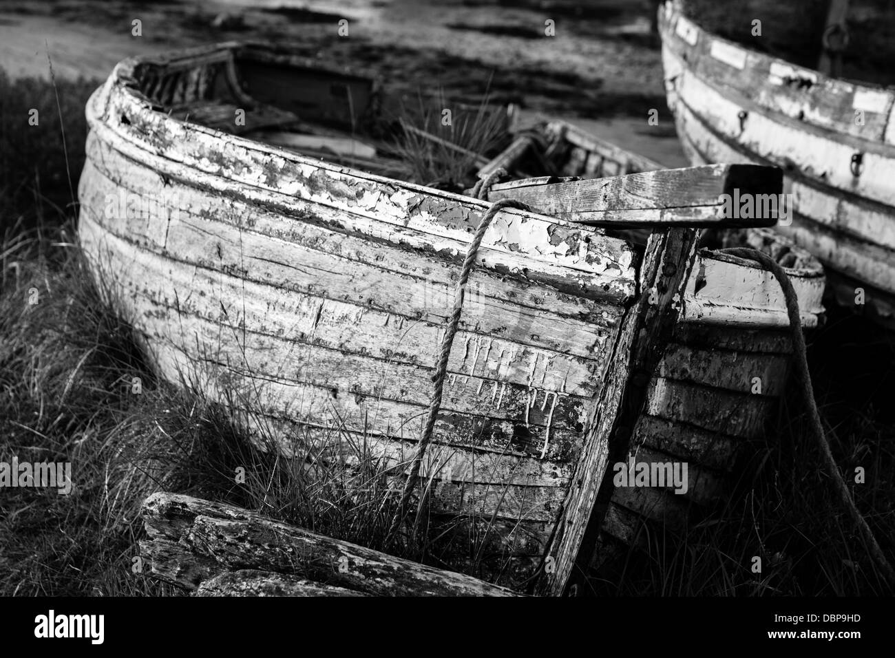 Alten verwitterten Boot Walberswick, Suffolk, River Blyth Stockfoto