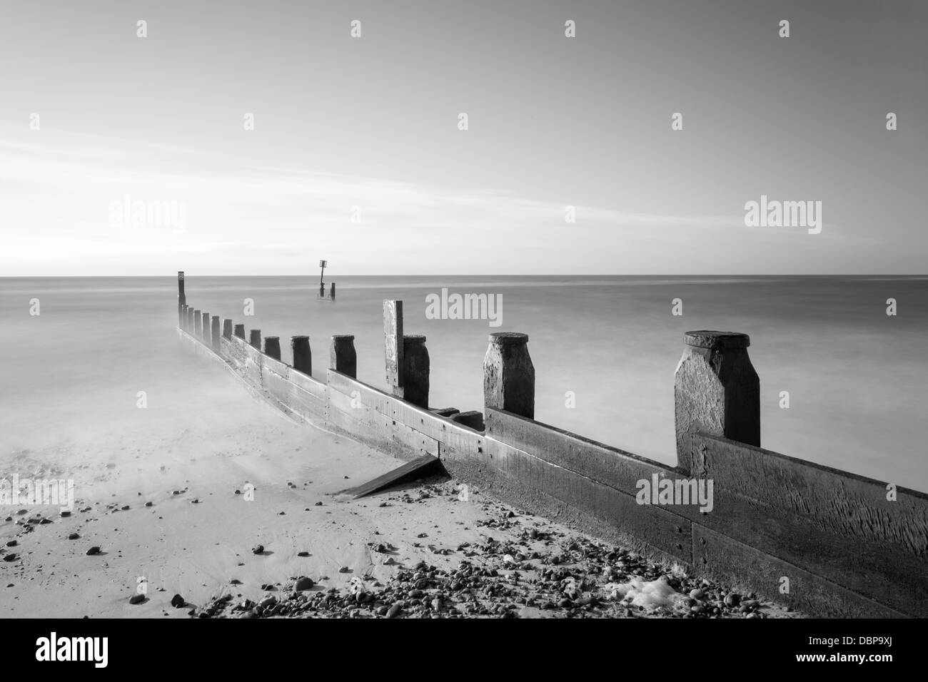 Strand Buhne Southwold, Suffolk Stockfoto