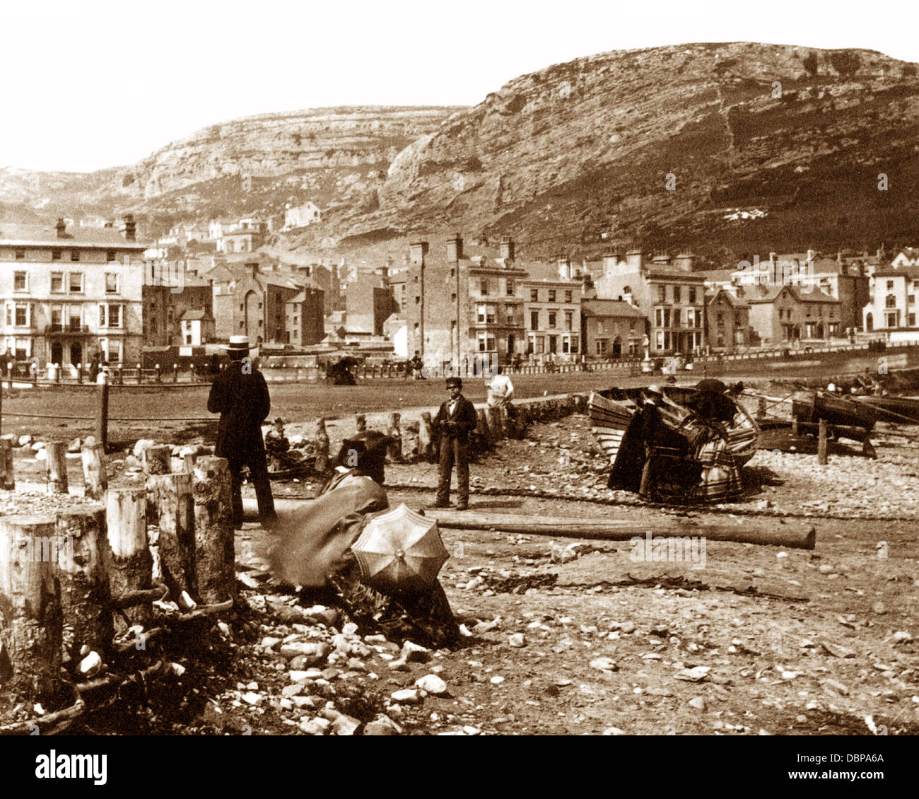 Llandudno Beach in den 1860er Jahren Stockfoto