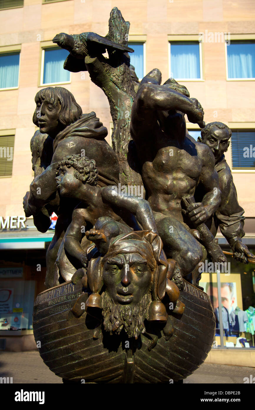 Statue von Ship of Fools, Nürnberg, Bayern, Deutschland, Europa Stockfoto