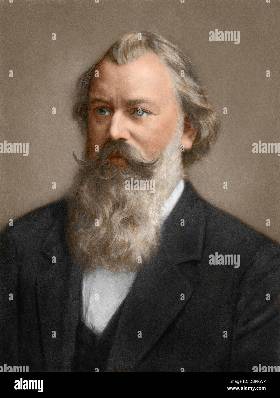 Komponisten Johannes Brahms. Digital farbige photogravure Stockfoto